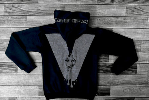 V Rhinestone Zip Up
